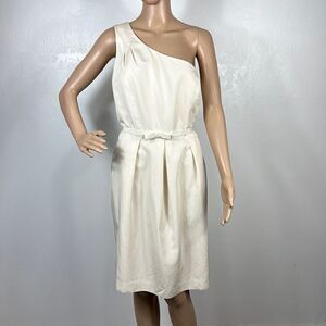 Glint One Ivory Shoulder Cotton Silk Blend Cocktail Dress Size 14